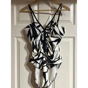 NWOT Sanctuary Swim Collection Black and Cream One Piece Swimsuit